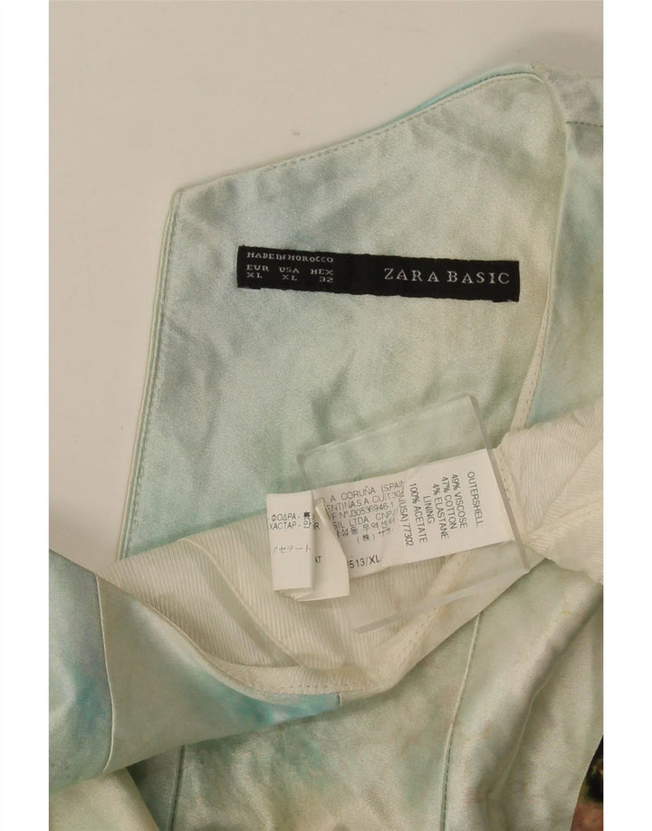 Zara Mujer Vestido Acampanado Sin Mangas Con Estampado Abstracto UK 40 XL Multicolor