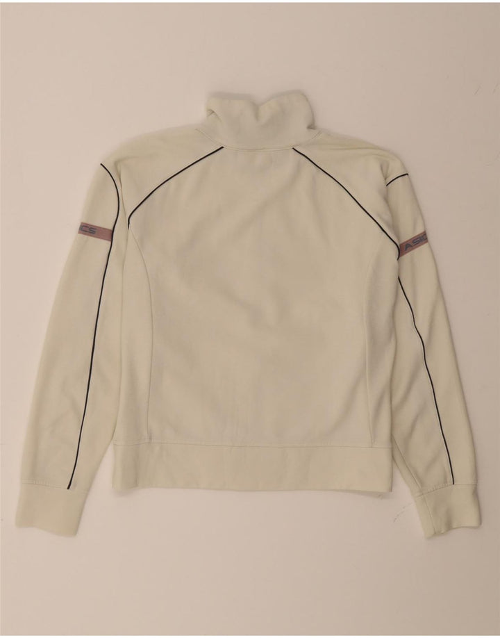 ASICS Womens Crop Tracksuit Top Jacket UK 14 Medium Off White Polyester Vintage Asics and Second-Hand Asics from Messina Hembry 
