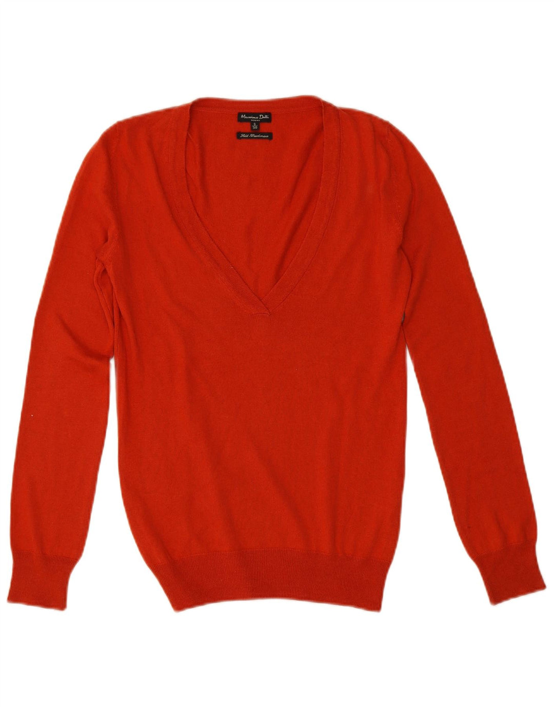 Massimo Dutti Jersey con Cuello en V para Mujer UK 10 Small Seda Naranja