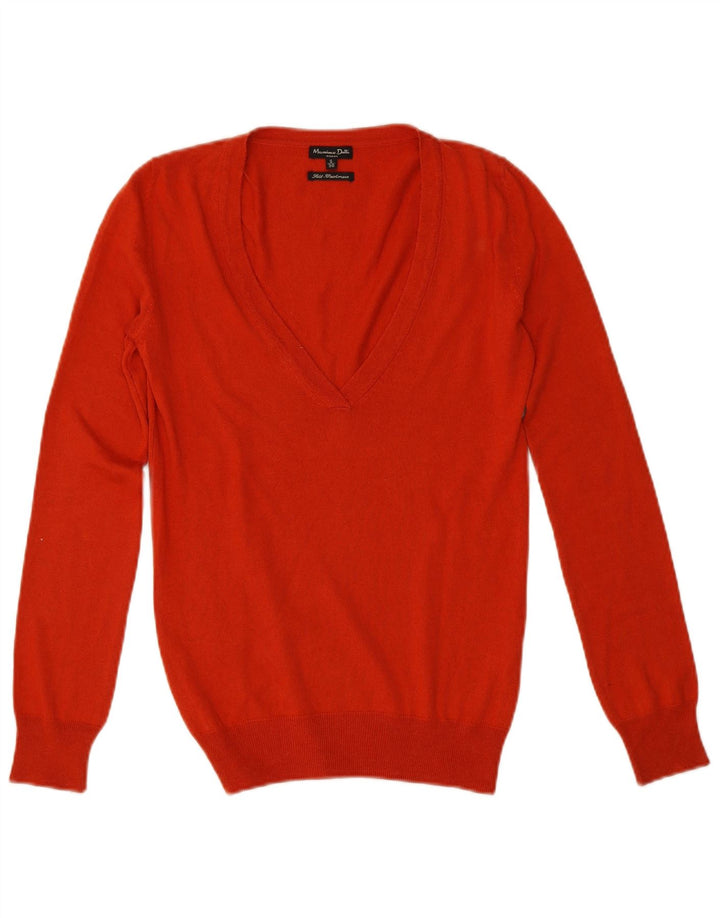 Massimo Dutti Jersey con Cuello en V para Mujer UK 10 Small Seda Naranja