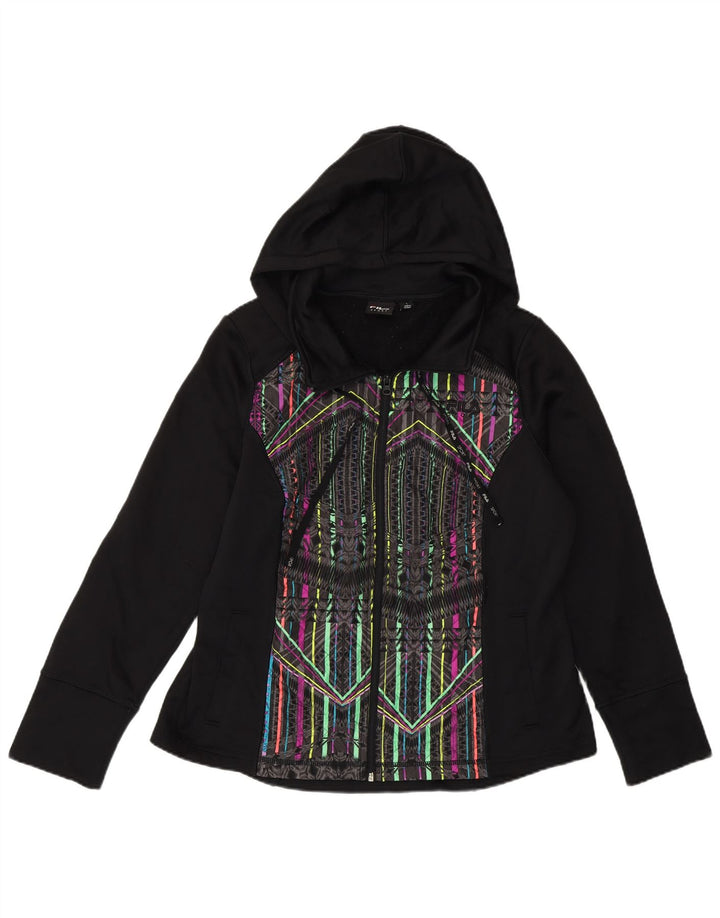 Fila Sudadera con capucha y cremallera para mujer UK 46 Poliéster geométrico negro grande