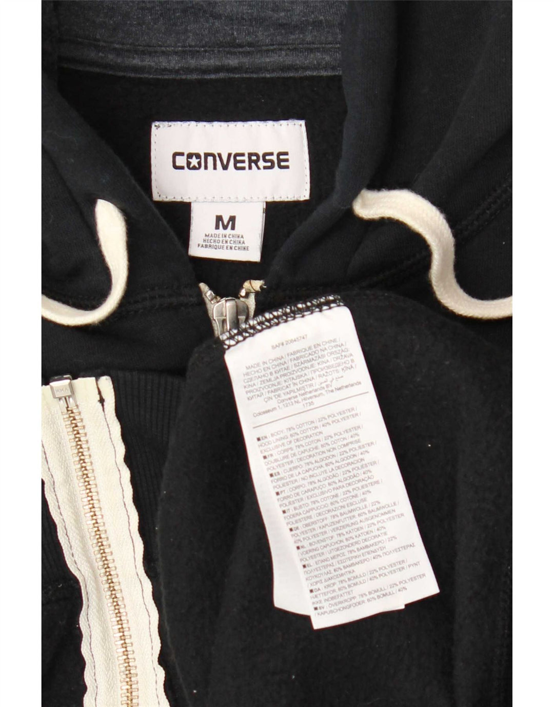 Converse Hombre Zip Sudadera con capucha Suéter Medio Azul Marino Algodón