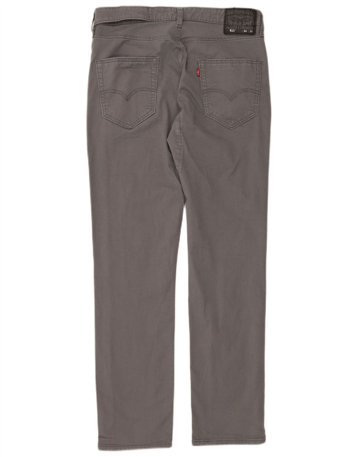 LEVI'S Mens 511 Slim Chino Pantalones W34 L32 Algodón Gris