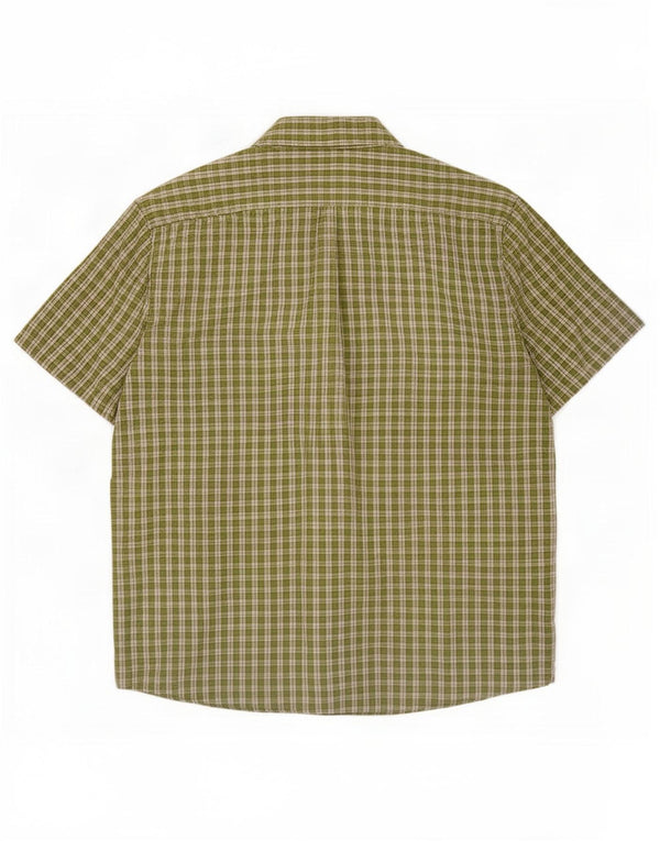 Brugi Camisa de manga corta para hombre UK 50 3XL Algodón a cuadros verde