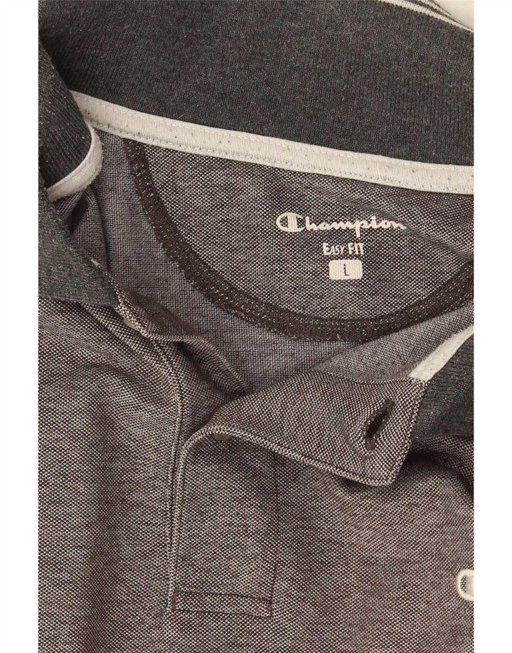 Champion Polo De Ajuste Fácil Para Hombre Grande Gris A Rayas