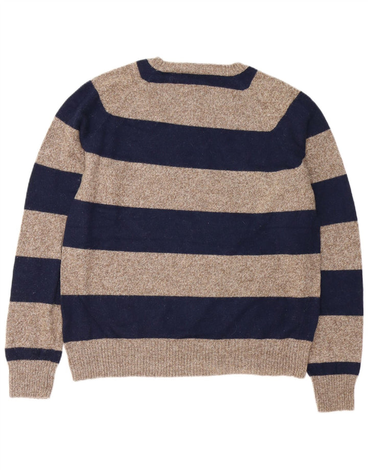 J. CREW Jersey de cuello redondo para hombre, talla grande, poliamida a rayas azul marino