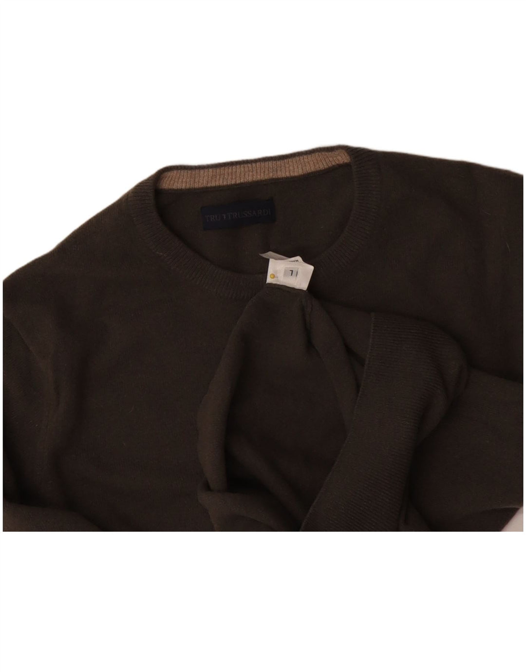 TRUSSARDI Jersey de cuello redondo para hombre, talla grande, lana gris