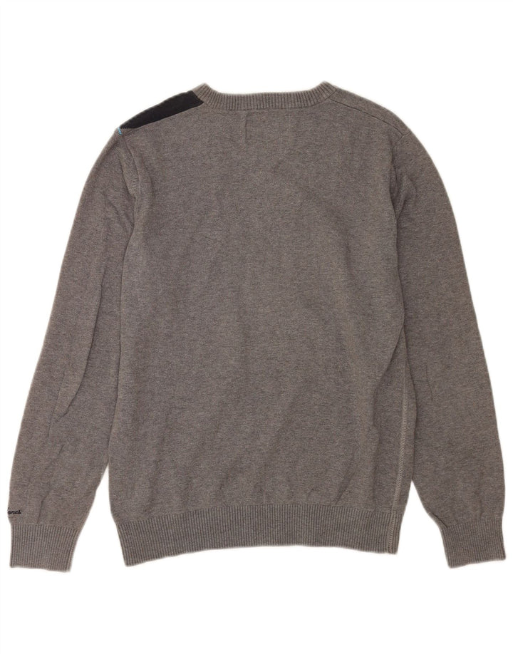 Jack & Jones Hombre Jersey Con Cuello En V De Algodón Color Block Gris Medio