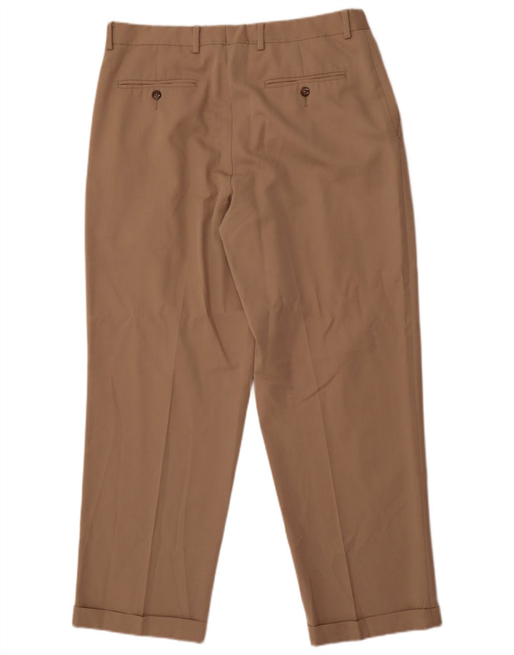 Eddie Bauer Pantalón chino con pinzas para hombre W36 L30 Poliéster beige