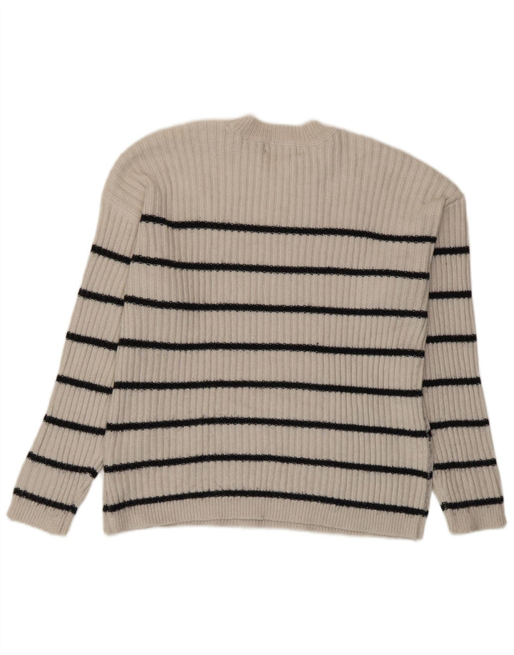 Marks & Spencer Suéter de cuello redondo para mujer UK 44 Mediano Beige Rayas