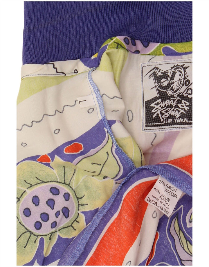 Vintage hombres patrón abstracto pullover camisa grande multicolor retro