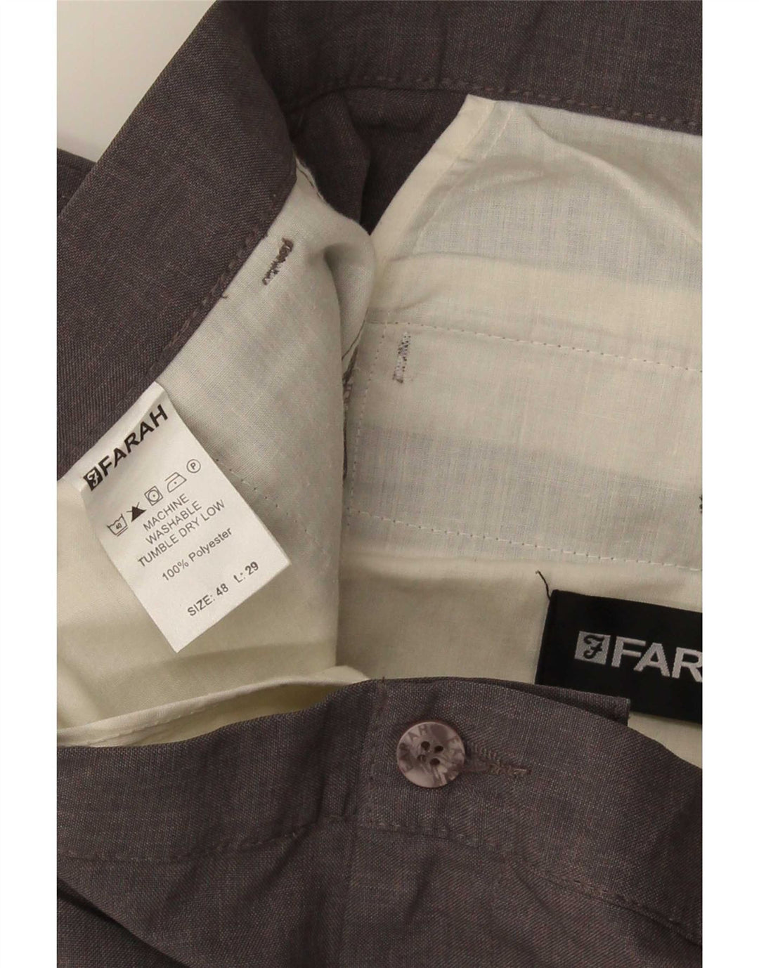 Farah Pantalón Chino Recto Para Hombre W48 L29 Poliéster Gris