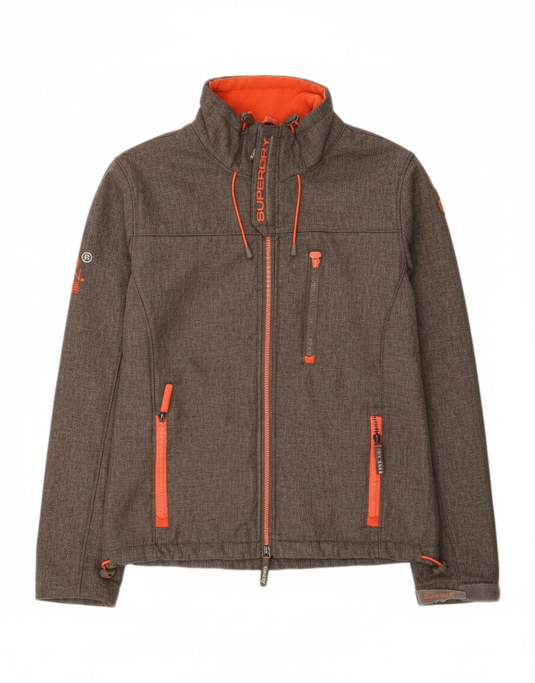 SUPERDRY Womens Windtrekker Graphic Windbreaker Jacket UK 14 Medium Grey