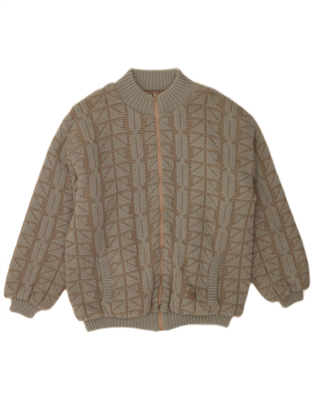 Frank Pepperone Chaqueta Bomber de Punto para Hombre UK 42 XL Verde Geométrico