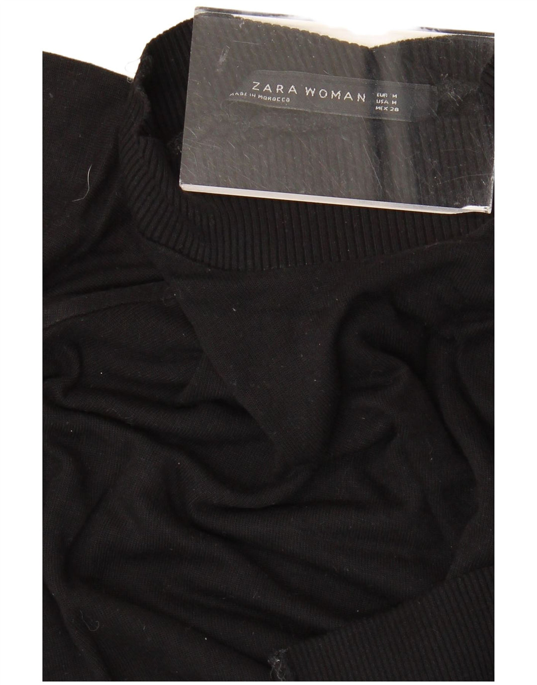 Zara Jersey de manga corta con cuello alto para mujer, talla 40, talla M, color negro