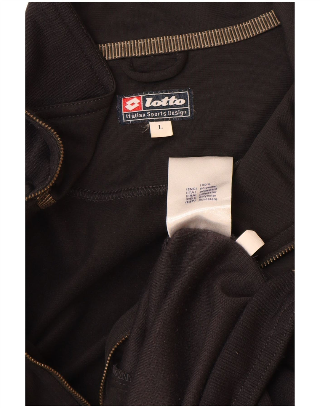 LOTTO Chaqueta superior de chándal para hombre Poliéster negro grande