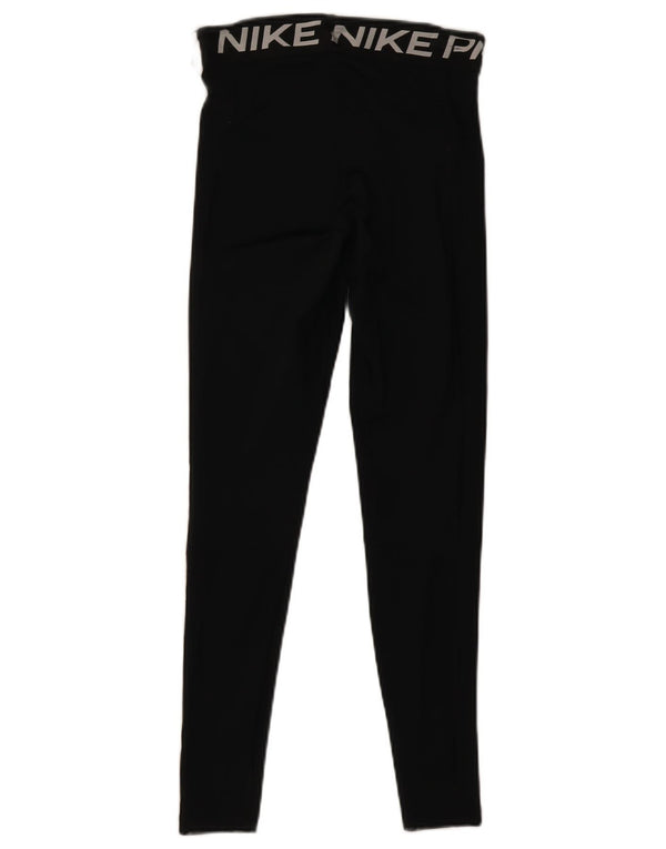 Nike Womens Dri Fit Graphic Leggings UK 10 Small  Black Polyester