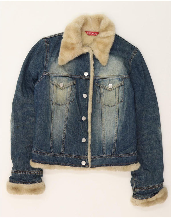 Liu Jo Chaqueta Vaquera Sherpa para Mujer UK 10 Small Azul Algodón