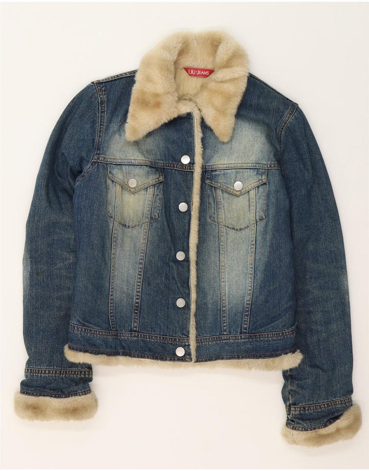 Liu Jo Chaqueta Vaquera Sherpa para Mujer UK 10 Small Azul Algodón