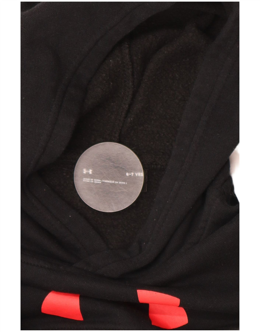 UNDER ARMOUR Jersey con capucha y estampado gráfico para niños 6-7 años Algodón negro con bloques de color