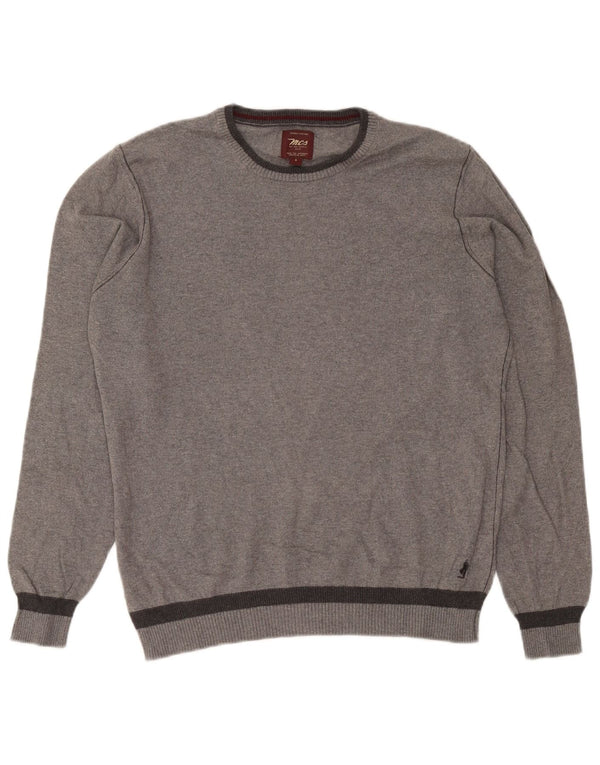 Marlboro Classics - Jersey de cuello redondo para hombre, talla pequeña, algodón moteado gris