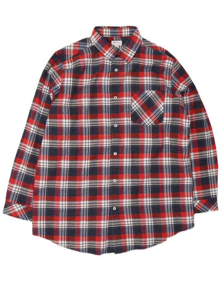REWARD Camisa de franela para hombre UK 39/40 Medium Red Check Cotton