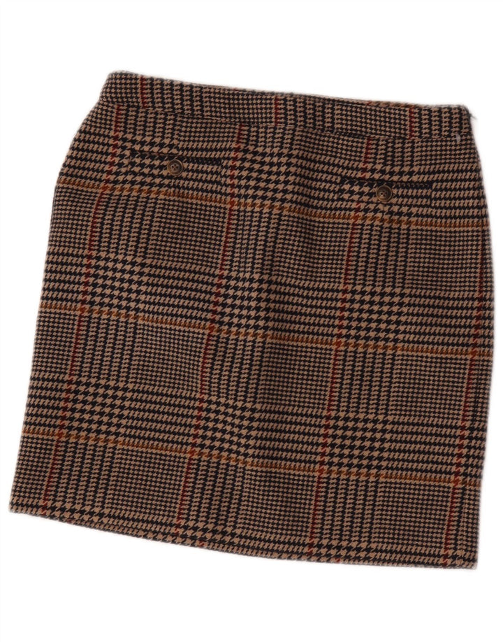 Minifalda vintage para mujer UK 12 Mediana W30 Poliéster a cuadros marrón