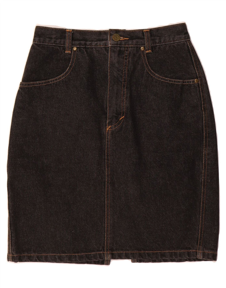 VINGAR Womens Denim Skirt W26 Small  Black Cotton Vintage Vingar and Second-Hand Vingar from Messina Hembry 