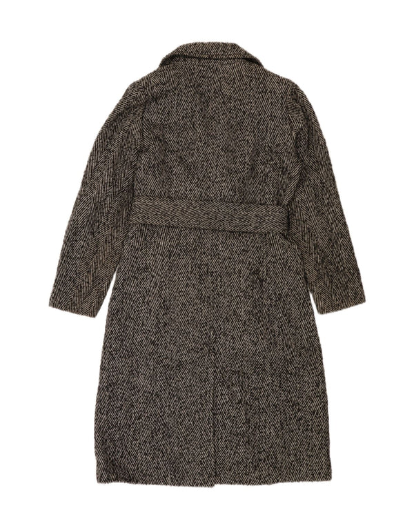 Marks & Spencer Abrigo cruzado para mujer UK 10 Small Grey Herringbone