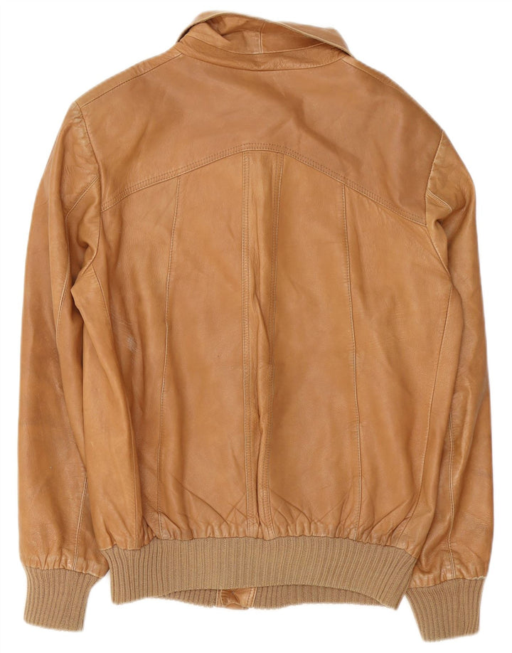 Chaqueta de cuero vintage para hombre IT 54 2XL Marrón