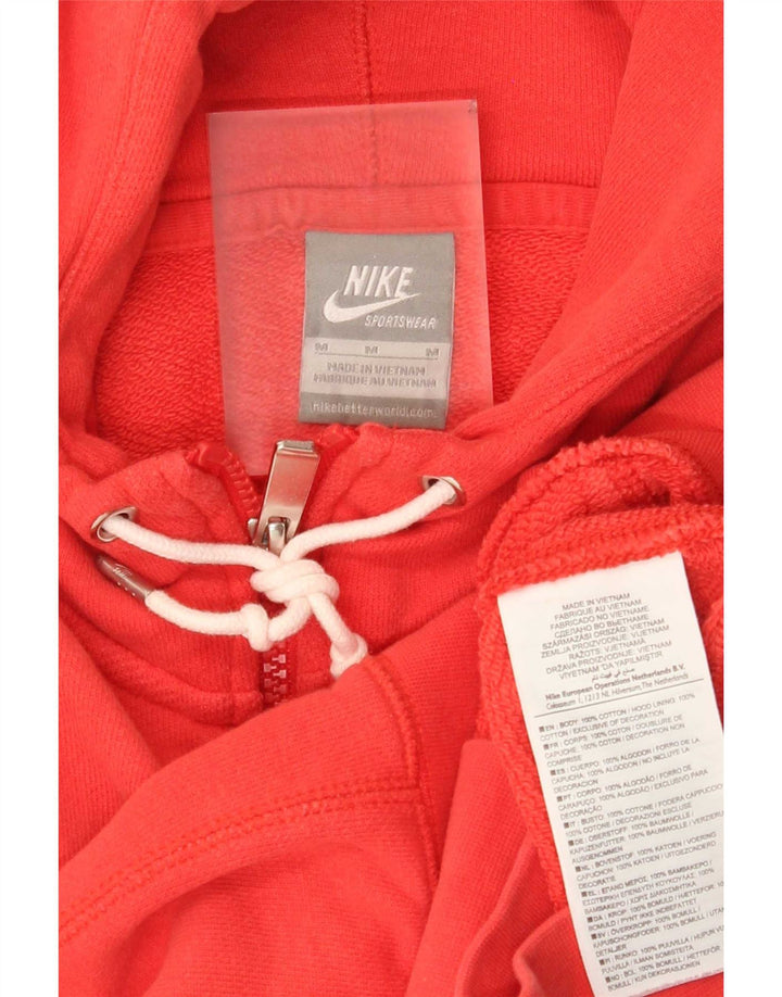 Nike - Sudadera con capucha y cremallera para mujer, talla 40, algodón rojo mediano