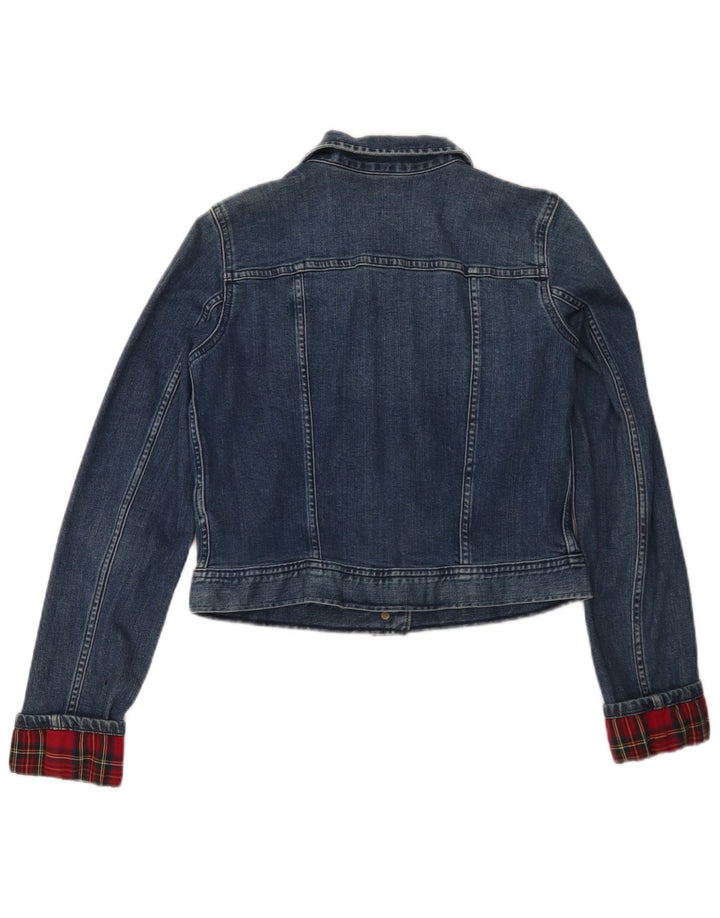Ralph Lauren Chaqueta vaquera corta para mujer Reino Unido 12 Algodón a cuadros azul medio