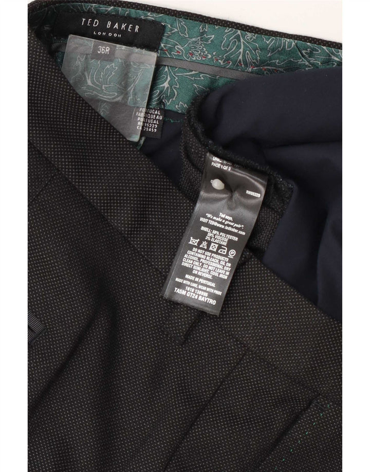 Pantalones de traje rectos para hombre de Ted Baker W36 L32 Poliéster con manchas grises