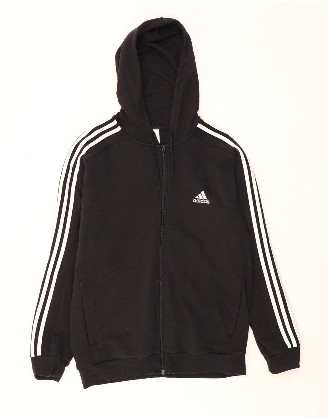ADIDAS Suéter con capucha y cremallera para hombre Algodón negro mediano