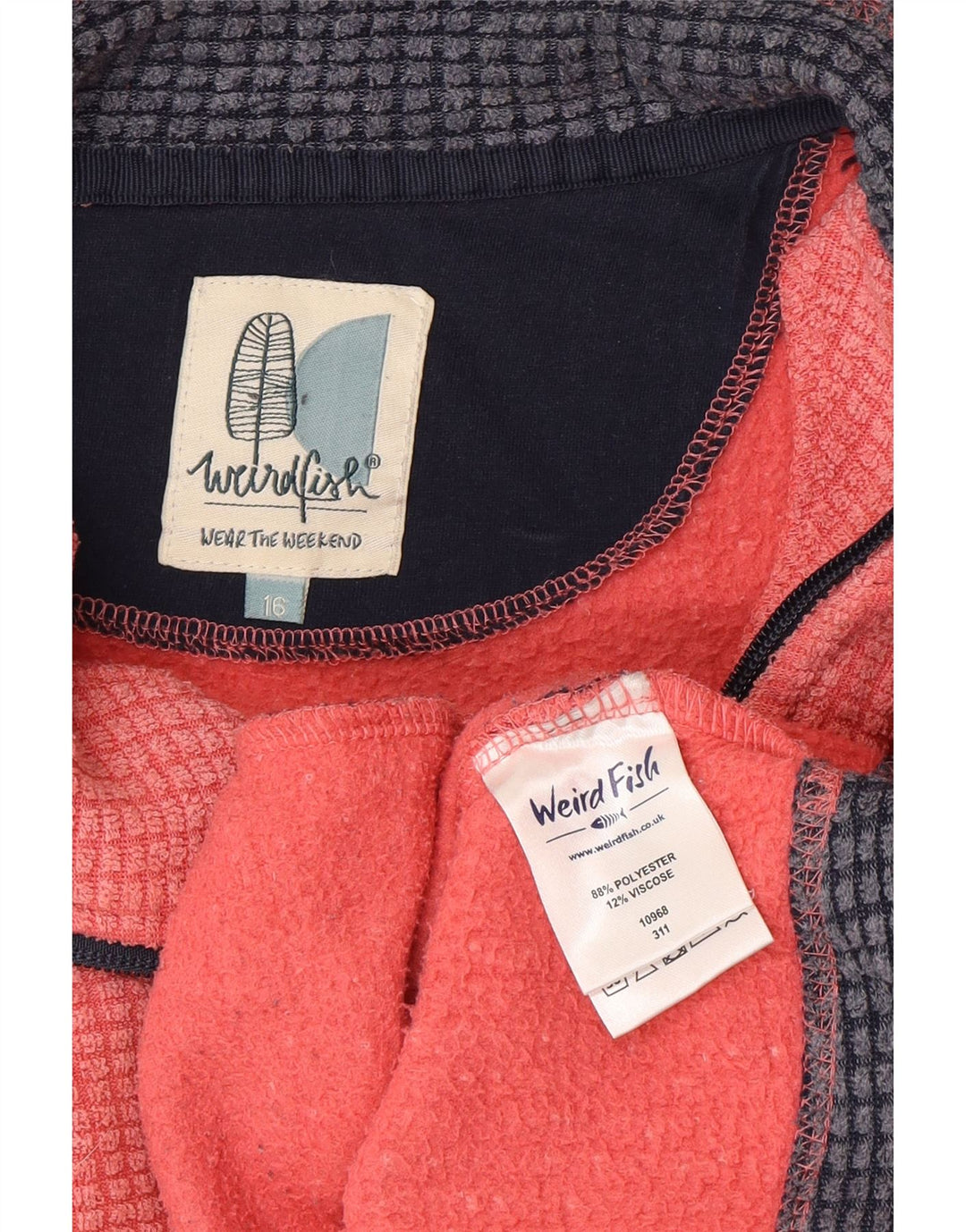 Weird Fish Jersey de forro polar con cuello y cremallera para mujer, talla 40, poliéster rosa grande