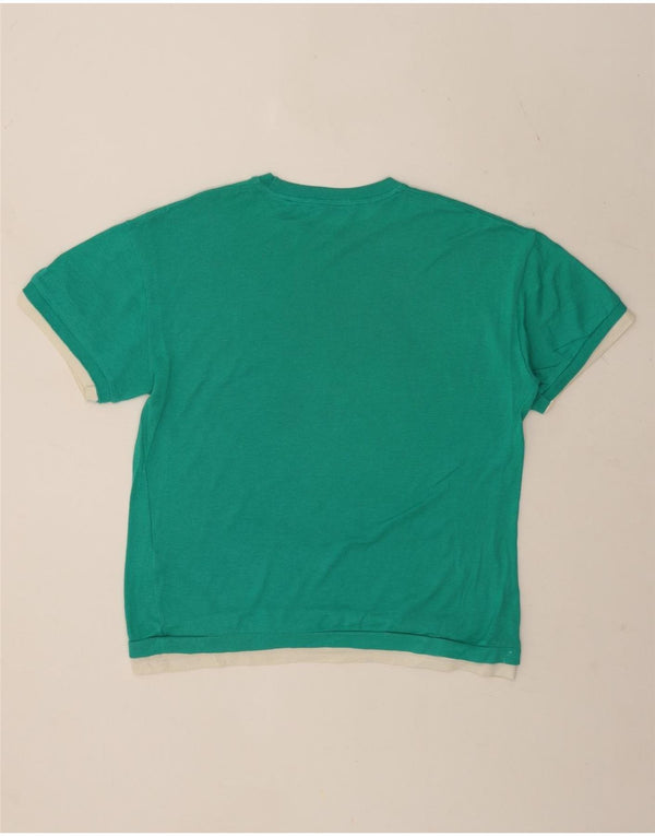 Zara Hombre Camiseta Top Small Verde Colorblock Algodón