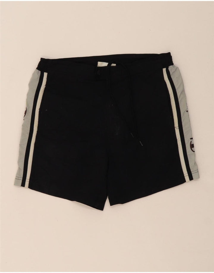 CHAMPION Mens Graphic Swimming Shorts Small Black Colourblock Polyester