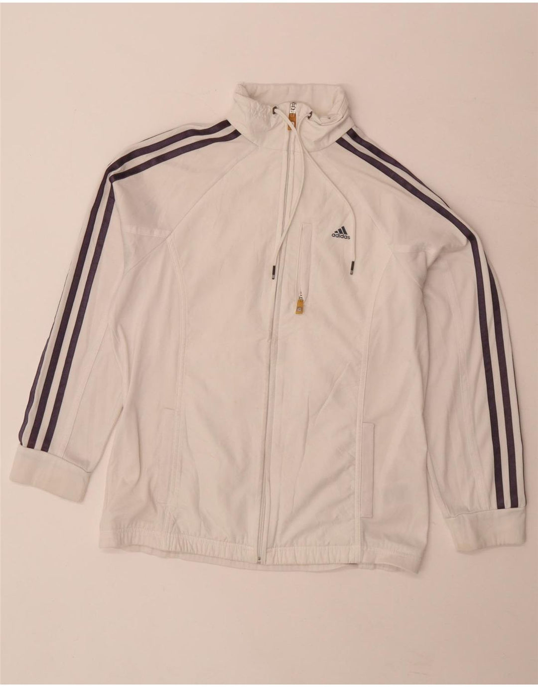 Adidas Mujer Climalite Chándal Top Chaqueta UK 14 Grande Blanco Poliéster