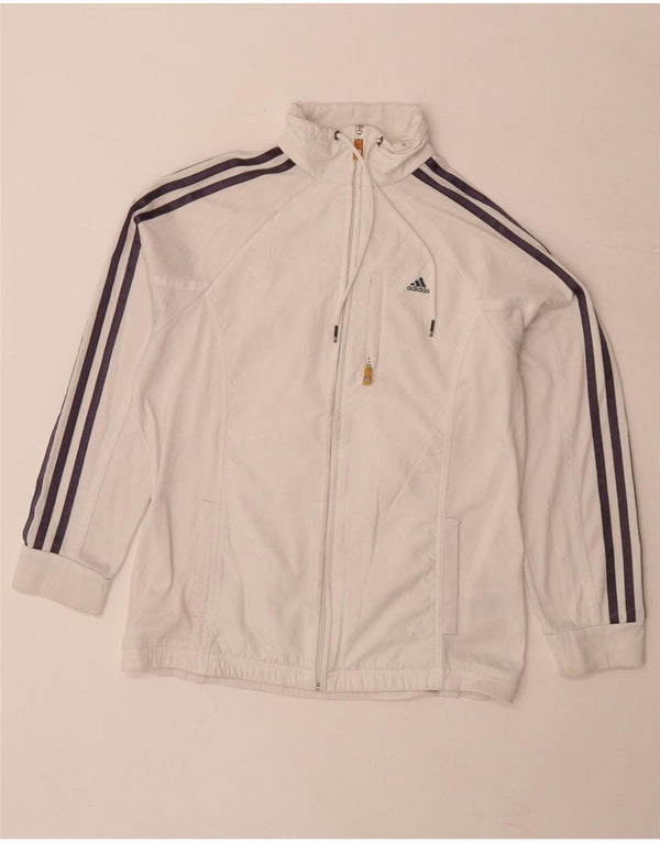 Adidas Mujer Climalite Chándal Top Chaqueta UK 14 Grande Blanco Poliéster