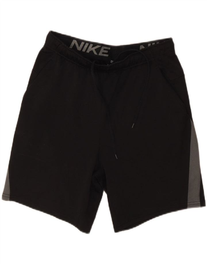 Pantalones cortos deportivos Nike Dri Fit Standard para hombre, poliéster color block, color negro mediano