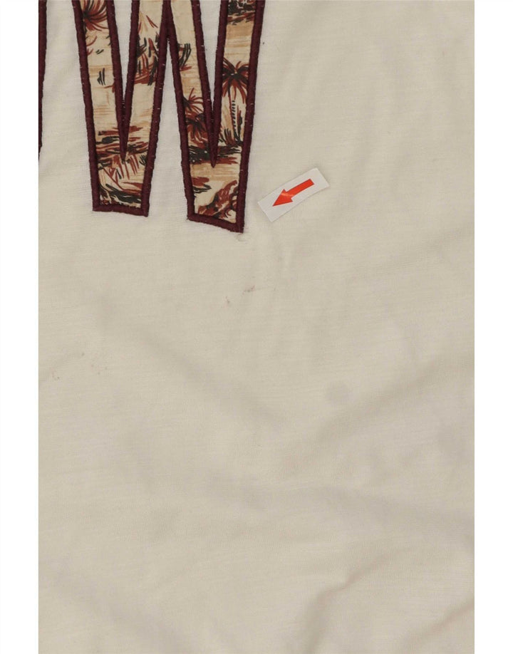 Benetton Camiseta Estampada Con Estampado De Algodón Blanco Medio