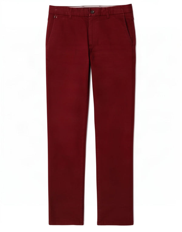 Zara Mens Slim Chino Pantalones EU 42 Large W32 L34 Borgoña Algodón