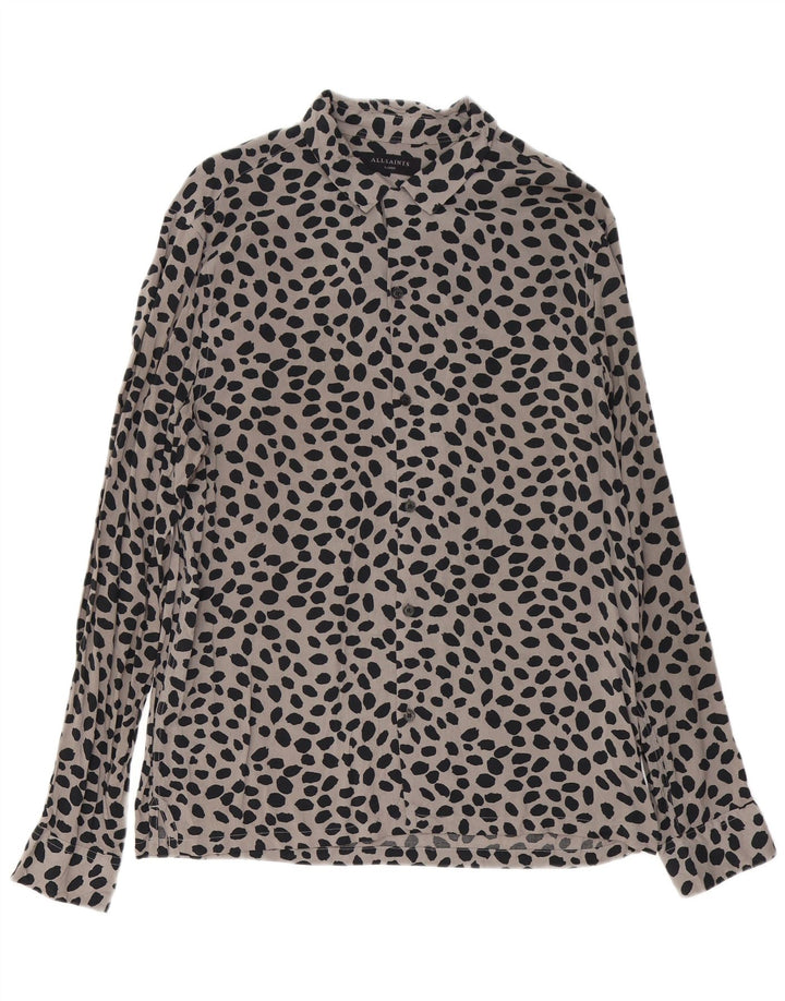 Camisa All Saints Hombre Grande Gris Animal Print Viscosa