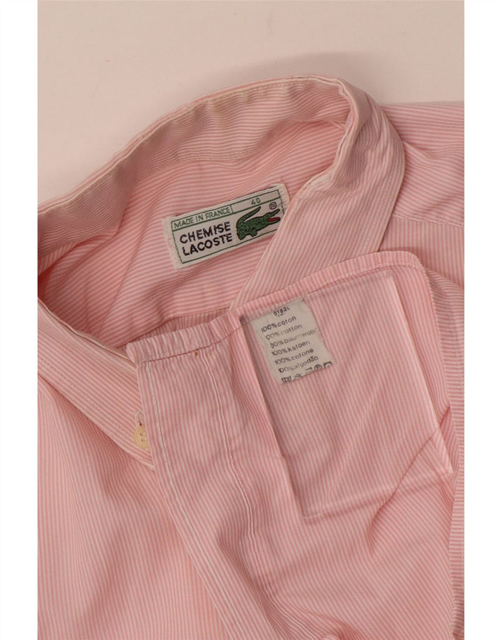Camisa Lacoste para hombre talla 40 algodón a rayas rosa medio
