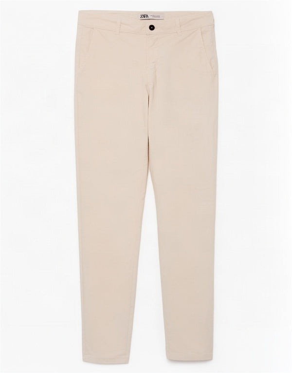 Zara Mens Skinny Chino Pantalones EU 42 Large W32 L29 Off White