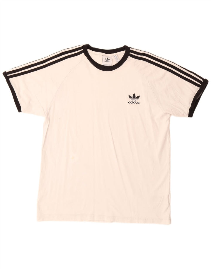 Adidas - Camiseta para hombre, talla grande, algodón blanco