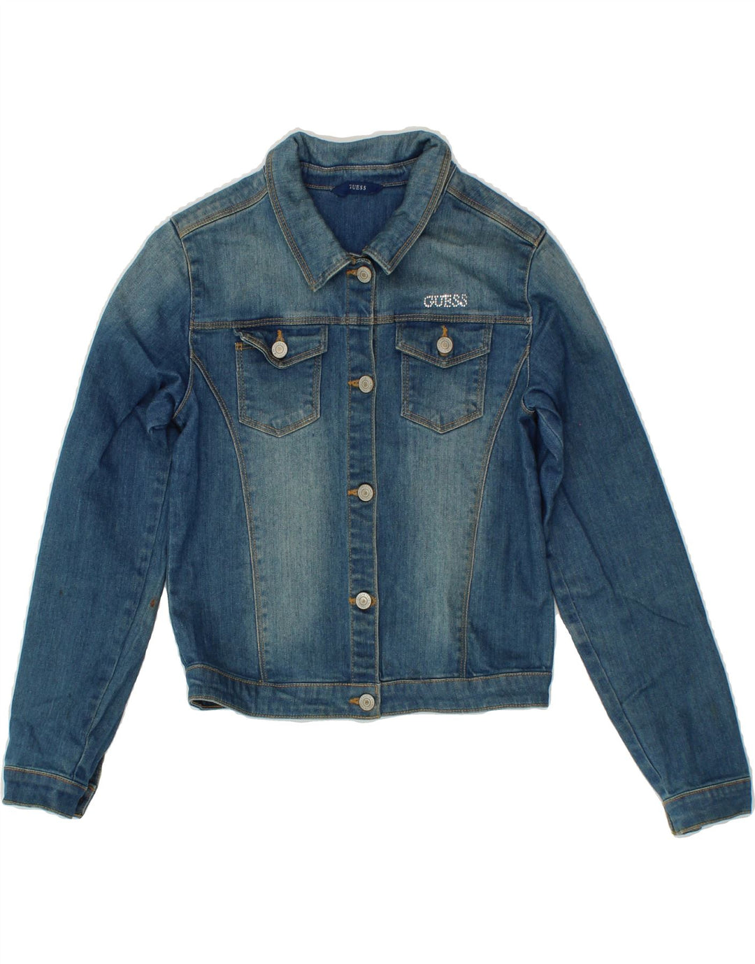 GUESS Girls Crop Denim Jacket 11-12 Years Blue Cotton Vintage Guess and Second-Hand Guess from Messina Hembry 