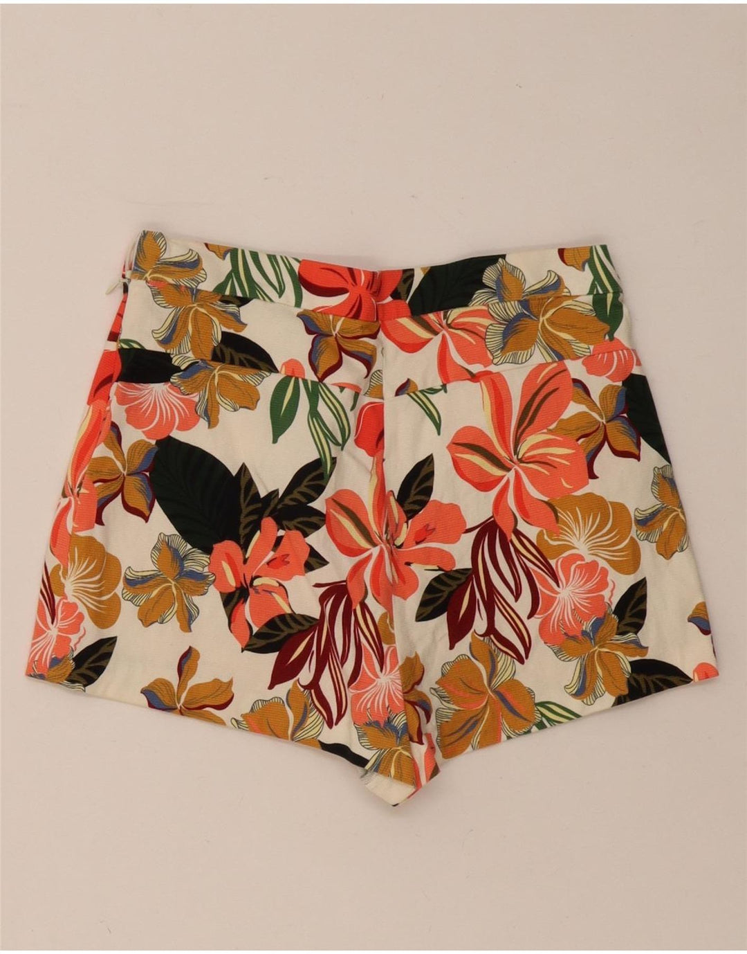 ZARA Mujer Shorts Chinos De Cintura Alta Small W26 Multicolor Floral