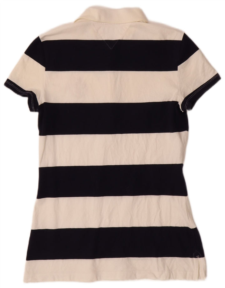 TOMMY HILFIGER Polo para mujer UK 12 Medium Off White Algodón a rayas