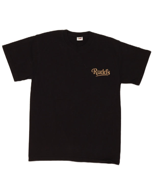Fruit Of The Loom Camiseta estampada de corte regular para hombre Top mediano de algodón negro